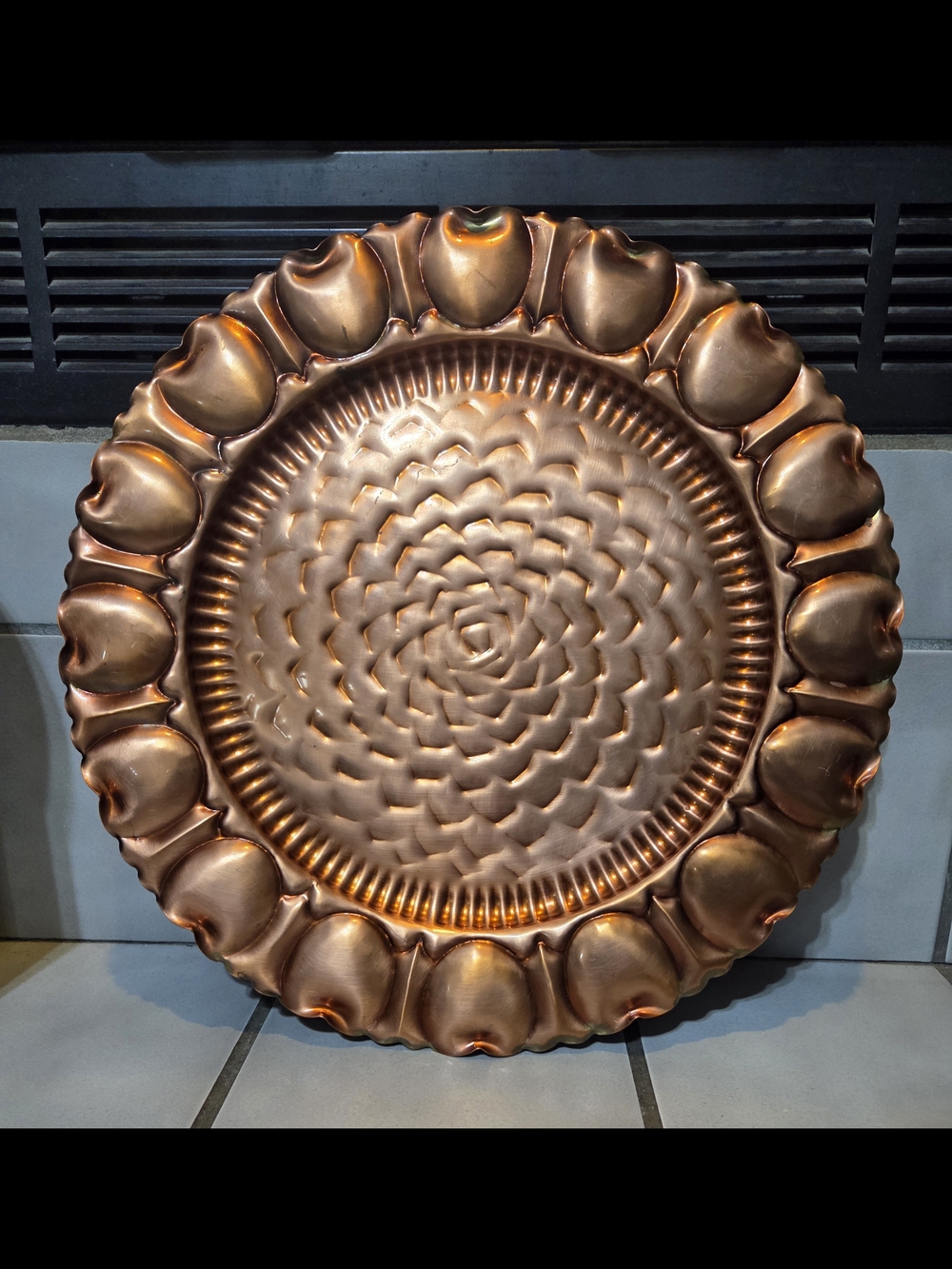 Gregorian Decorative Hammered Copper Wall Plate - 17.5 inches